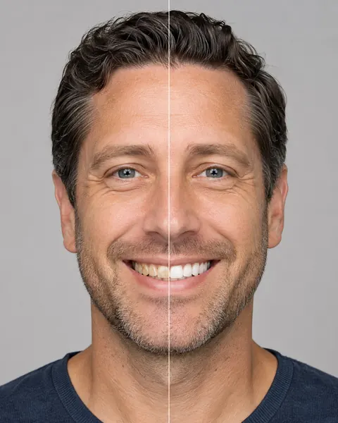 Before-and-after smile simulation on a model photo