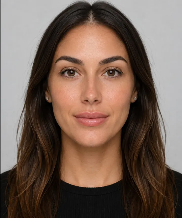 Illustrative lip filler simulation: the same patient’s lips before (left) and fuller (right)
